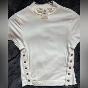 Free people high neck button side top